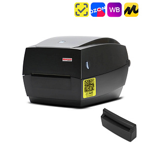 Комплект: термотрансферный принтер этикеток MERTECH TLP100 TERRA NOVA с отрезчиком (Ethernet, RS232, USB) black картинка от магазина Кассоптторг