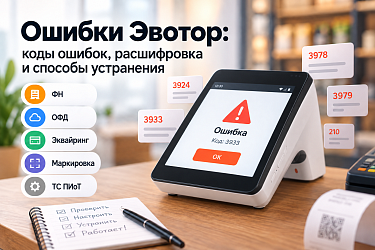 Ошибки Эвотор: коды ошибок, расшифровка и способы устранения